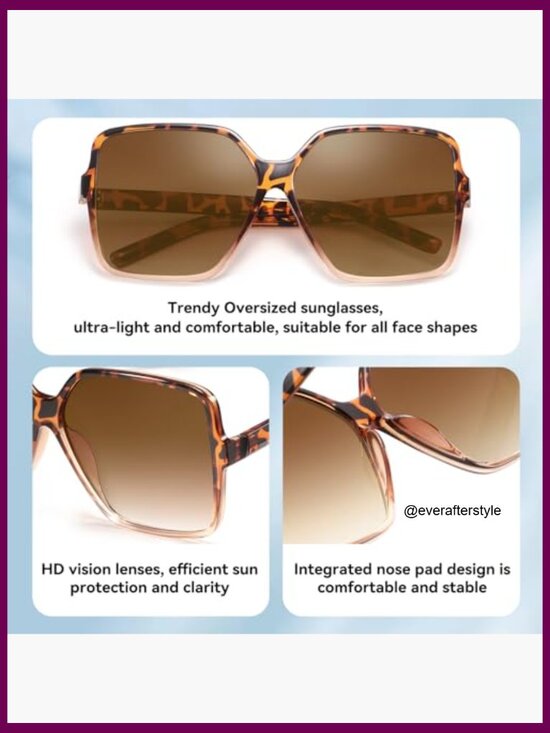 Oversized Square Sunglasses with UV400 Protection, Polarized Lenses main image 6